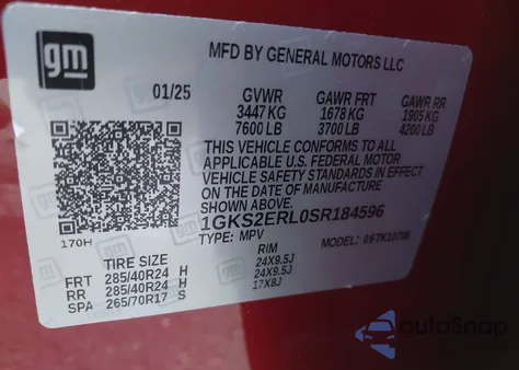 2025 GMC Yukon 4Wd Denali Ultimate from USA, damaged, VIN 1GKS2ERL0SR184596